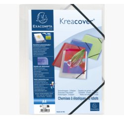 Chemise à l'élastique 3 rabats plastique personnalisable Exacompta Kreacover® - 24 x 32 cm