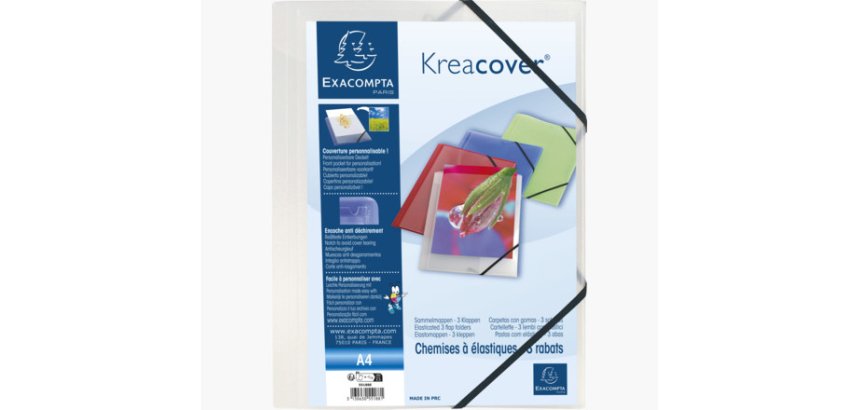 Chemise à l'élastique 3 rabats plastique personnalisable Exacompta Kreacover® - 24 x 32 cm