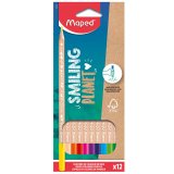 Boîte de 12 crayons en bois naturel 100% Smiling Planet, diamètre de 2,9 mm, FSC