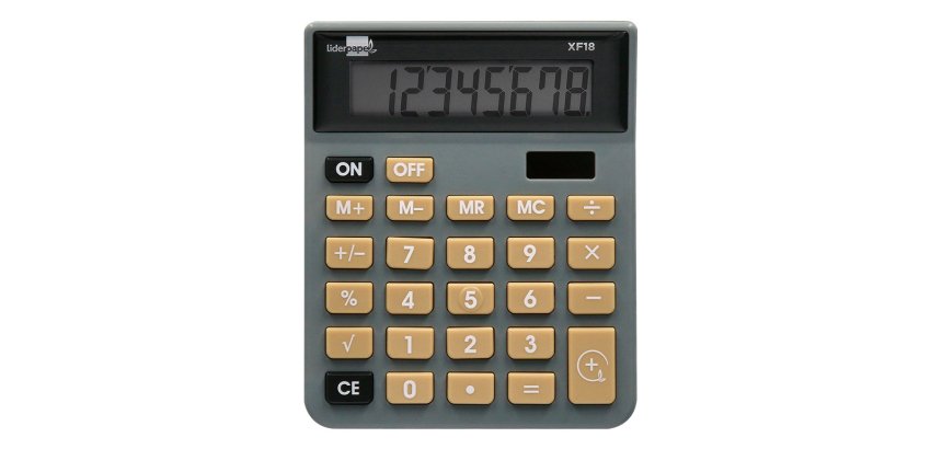 Calculadora liderpapel sobremesa xf18 8 digitos solar y pilas color gris 127x105x24 mm