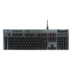 Logitech G Teclado mecánico para gaming con cable de perfil bajo G915 X, teclas de PBT de doble moldeado, teclas totalmente programables, iluminación RGB, acabado en aluminio, interruptores táctiles marrones GL, PC/Mac, Layout ES