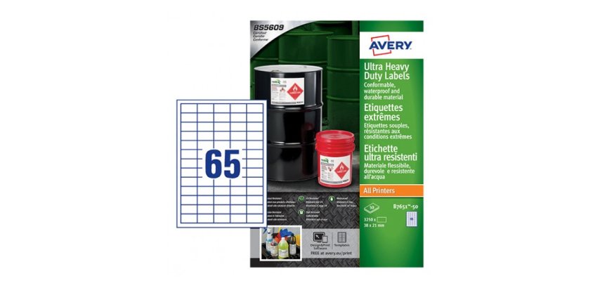 Avery B7651-50 self-adhesive label Rectangle Permanent White 3250 pc(s)