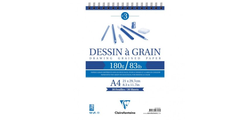 Dessin à Grain bloc spiralé 30F A4 180g