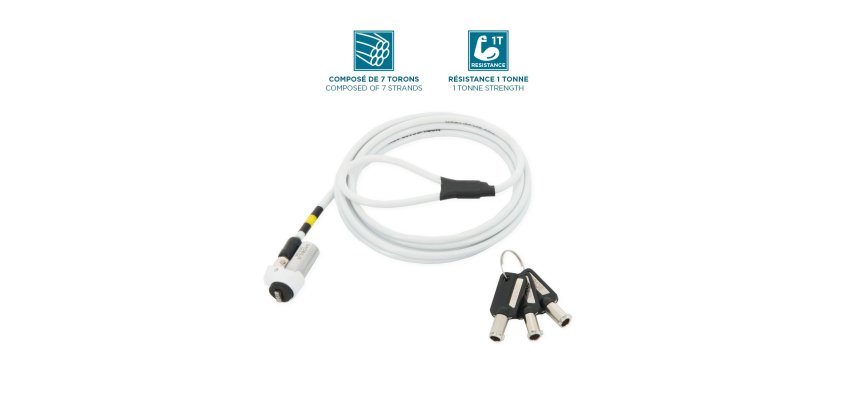 Mobilis 001329 câble antivol Blanc 1,8 m