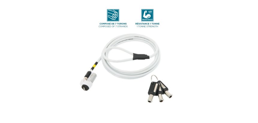 Mobilis 001329 câble antivol Blanc 1,8 m