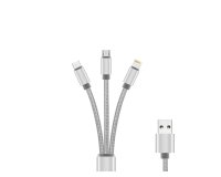 DLH Câble 3 en 1 USB-A vers USB-C / micro USB / Apple lightning