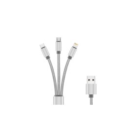 DLH Câble 3 en 1 USB-A vers USB-C / micro USB / Apple lightning