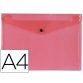 Pochette enveloppe liderpapel polypropylène 180 microns a4 297x210mm 50f fermeture bouton résistant transparent rouge