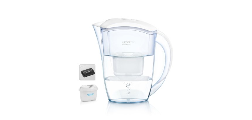 Haeger WJ-24W.004A filtro de agua Filtro de agua para jarra 2,4 L Transparente, Blanco