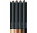 Crayon couleur faber castell black edition corps           triangulaire mine tendre tons peau pochette 12 unites