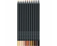 Crayon couleur faber castell black edition corps           triangulaire mine tendre tons peau pochette 12 unites