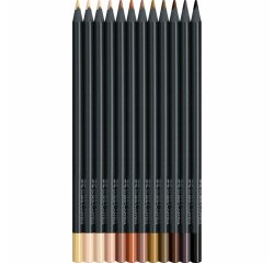 Crayon couleur faber castell black edition corps           triangulaire mine tendre tons peau pochette 12 unites