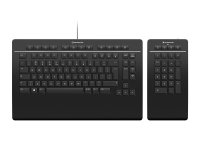 3Dconnexion Keyboard Pro with Numpad clavier Bureau USB + RF Wireless + Bluetooth AZERTY Français Noir