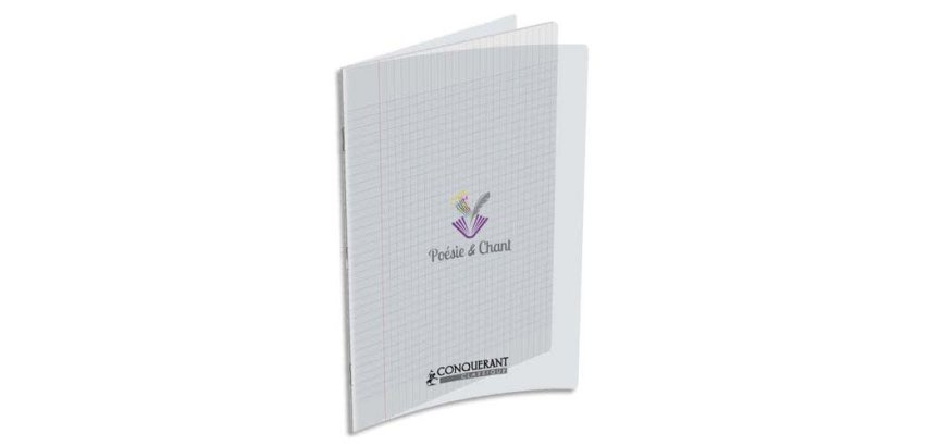 Cahier poésie piqué conquérant classique couverture transparente polypropylène a4+ 24x32cm 48 pages 90g séyès incolore