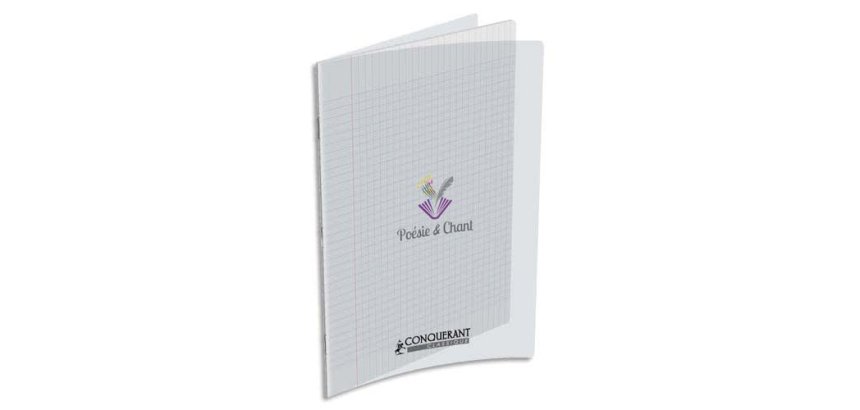 Cahier poésie piqué conquérant classique couverture transparente polypropylène a4+ 24x32cm 48 pages 90g séyès incolore