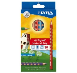 Etui crayons de couleur groove lyra forme             triangulaire bois 17cm mine   4mm 10 unites coloris