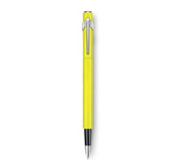 Stylo-plume caran d'ache 840 pop line corps aluminium plume moyenne coloris jaune fluo étui