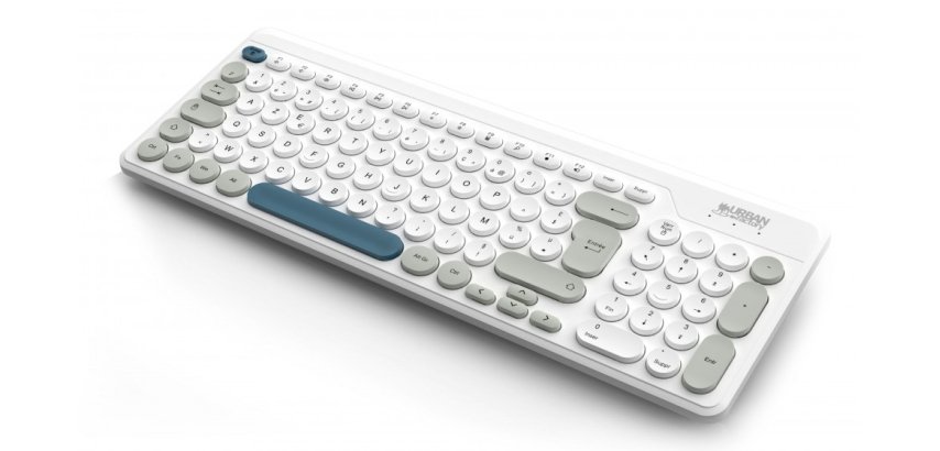 Urban Factory OWC25UF clavier Universel RF sans fil AZERTY Français Blanc, Gris, Bleu foncé