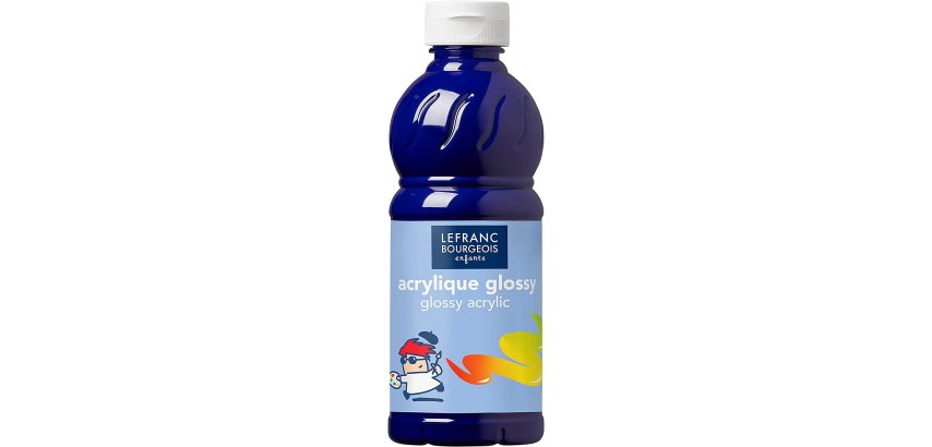 Peinture acrylique lefranc bourgeois glossy fluide brillante indélébile multi-supports bleu outremer flacon 500ml