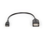 Hamlet micro USB-USB M-F 0.15m USB cable USB 2.0 Micro-USB A USB A 0.48 Gbit/s Black