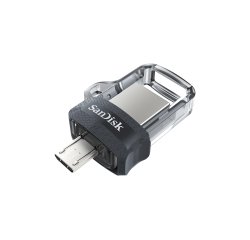 SanDisk Ultra Dual m3.0 lecteur USB flash 256 Go USB Type-A / Micro-USB 3.2 Gen 1 (3.1 Gen 1) Noir, Argent, Transparent