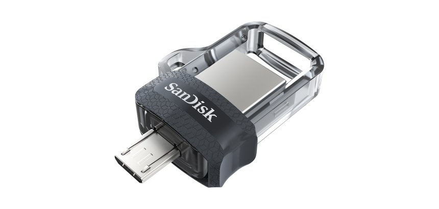 SanDisk Ultra Dual m3.0 lecteur USB flash 256 Go USB Type-A / Micro-USB 3.2 Gen 1 (3.1 Gen 1) Noir, Argent, Transparent