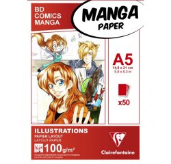 Manga Illustrations bloc collé 50F A5 100g