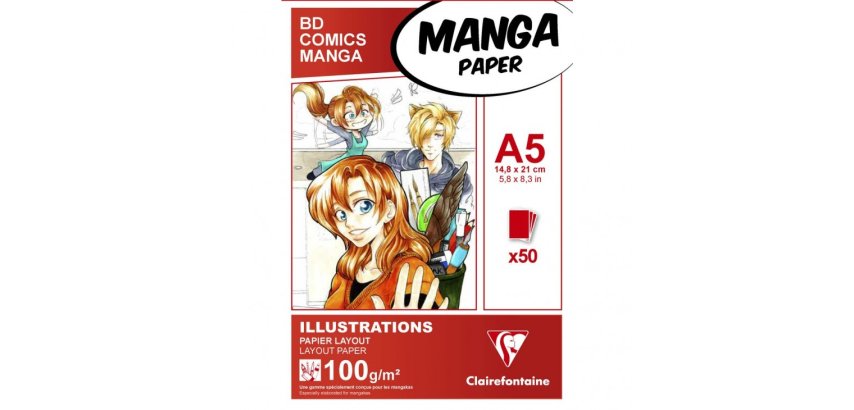 Manga Illustrations bloc collé 50F A5 100g