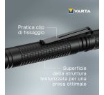 Varta Aluminium F10 Pro LED Flashlight (incl. 2x Longlife Power AAA Batterie per l'uso quotidiano, 150 lumen, resistente agli urti, 3 anni di garanzia) nero per la casa, il campeggio, l'outdoor