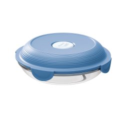 Assiette a dejeuner en verre maped picnik concept adultes  etanche resistant micro-ondes et four coloris bleu orage