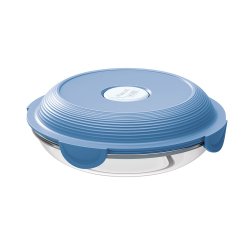 Assiette à déjeuner en verre - CONCEPT Adulte, coloris Bleu Orage, contenance 70 cl