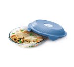 Assiette a dejeuner en verre maped picnik concept adultes  etanche resistant micro-ondes et four coloris bleu orage