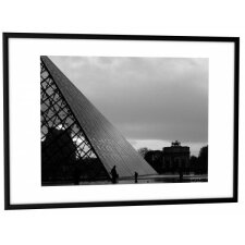 Cadre photo contour aluminium coloris Noir, plaque en plexiglas. Format 30 x 42 cm