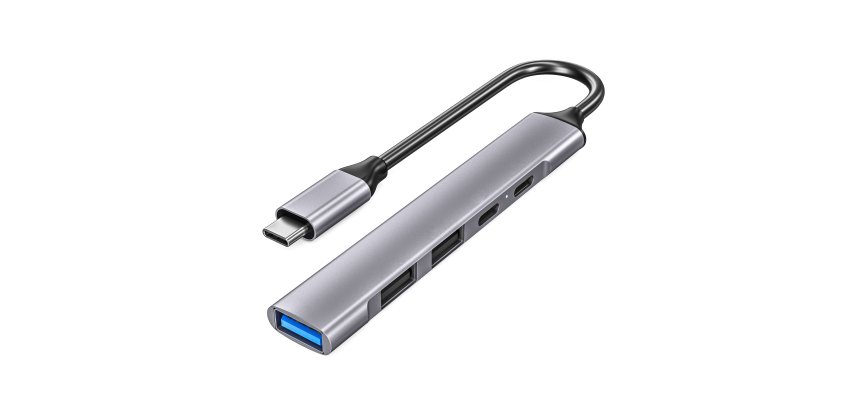 DLH Hub USB-C avec 3 ports USB-A et 2 ports USB-C
