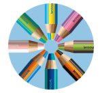 Crayon stabilo woody 3 en 1 duo multi-talents mine bicolore pointe 10mm taille-crayon inclus etui 5 unites assorties