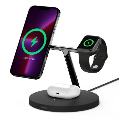 Belkin WIZ017vfBK Hoofdtelefoons, Smartphone, Smartwatch Zwart AC Draadloos opladen Snel opladen Binnen