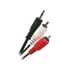 Cordon jack 3,5mm 2xRCA Mâle/Mâle 1,5m Noir 419005