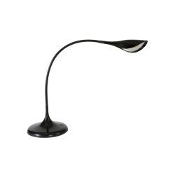 Lampe à LEDS Arum en ABS Noir - Tête 17 cm, 1Bras flexible L49 cm et Socle D18 cm