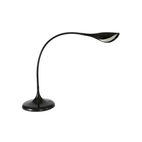 Lampe à LEDS Arum en ABS Noir - Tête 17 cm, 1Bras flexible L49 cm et Socle D18 cm