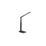Lampe LED Viva tactile Gris anthracite, port USB, horloge. Tête 32 cm, bras 35 cm, socle 19 x12 cm