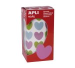 Gommette apli kids motif coeur 20x18mm multicolore rouleau 30 feuilles boîte 900 unités