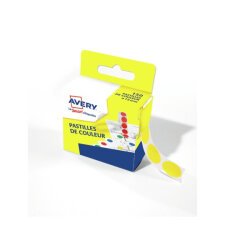 Boîte distributrice de 150 pastilles adhésives Ø15 mm. Coloris Jaune.