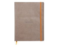 Rhodiarama carnet souple 19x25 cm 160 pages ligné papier ivoire 90g fermeture élastique - Taupe
