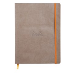 Rhodiarama carnet souple 19x25 cm 160 pages ligné papier ivoire 90g fermeture élastique - Taupe
