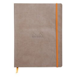 Rhodiarama carnet souple 19x25 cm 160 pages ligné papier ivoire 90g fermeture élastique - Taupe