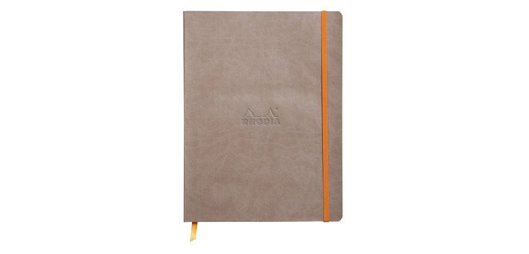 Rhodiarama carnet souple 19x25 cm 160 pages ligné papier ivoire 90g fermeture élastique - Taupe