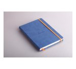 Rhodiarama carnet rembordé rigide A5 192 pages ligné papier ivoire 90g fermeture élastique - Saphir