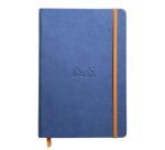 Rhodiarama carnet rembordé rigide A5 192 pages ligné papier ivoire 90g fermeture élastique - Saphir