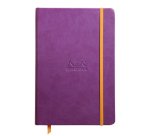 Rhodiarama carnet rembordé rigide A5 192 pages ligné papier ivoire 90g fermeture élastique - Violet