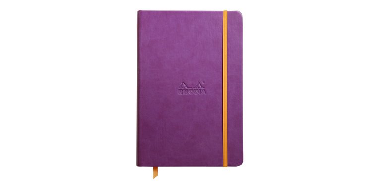 Rhodiarama carnet rembordé rigide A5 192 pages ligné papier ivoire 90g fermeture élastique - Violet